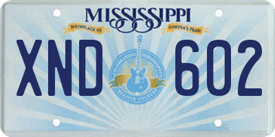 MS license plate XND602