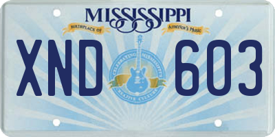 MS license plate XND603