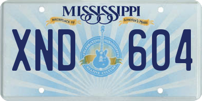 MS license plate XND604