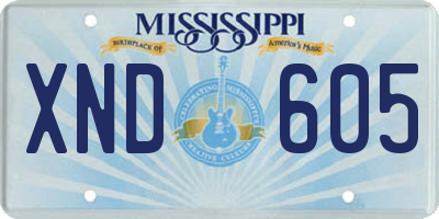 MS license plate XND605
