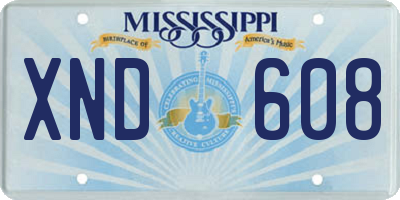 MS license plate XND608