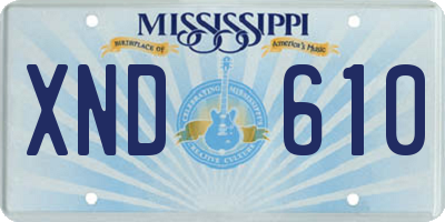 MS license plate XND610