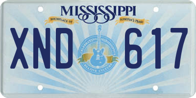 MS license plate XND617