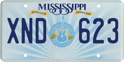 MS license plate XND623