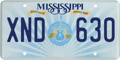 MS license plate XND630