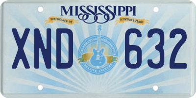 MS license plate XND632