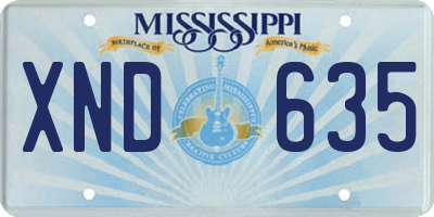 MS license plate XND635