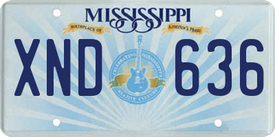MS license plate XND636