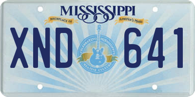 MS license plate XND641