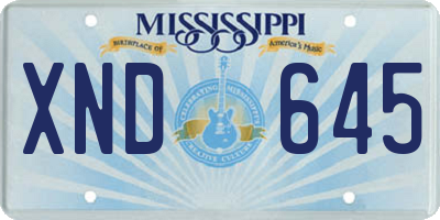 MS license plate XND645