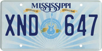 MS license plate XND647