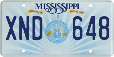 MS license plate XND648