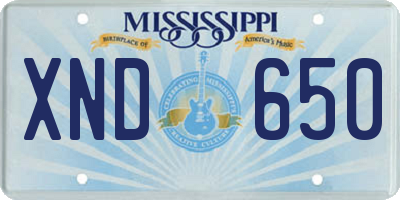 MS license plate XND650
