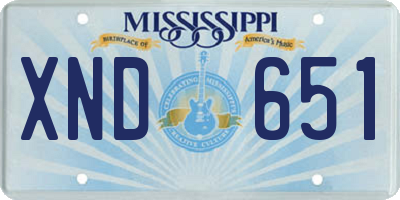 MS license plate XND651