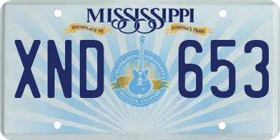 MS license plate XND653