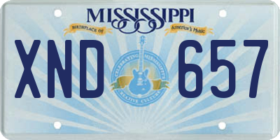 MS license plate XND657