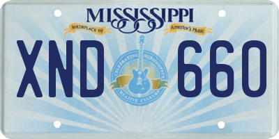 MS license plate XND660