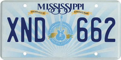 MS license plate XND662