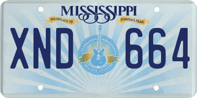 MS license plate XND664