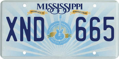 MS license plate XND665
