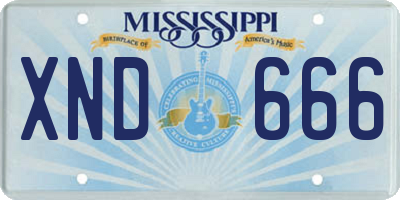 MS license plate XND666