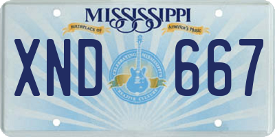 MS license plate XND667