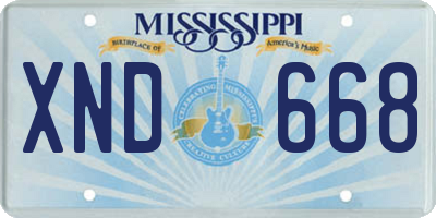 MS license plate XND668