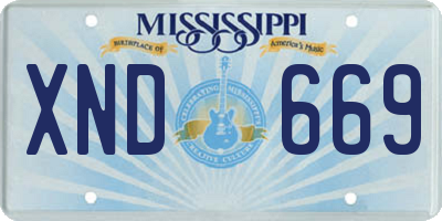 MS license plate XND669