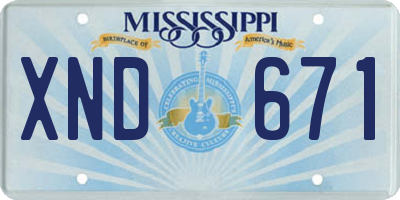MS license plate XND671