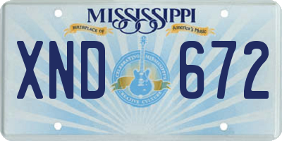 MS license plate XND672