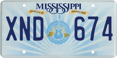 MS license plate XND674