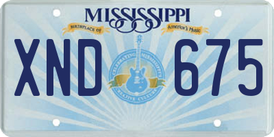 MS license plate XND675