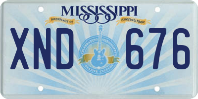 MS license plate XND676