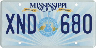 MS license plate XND680