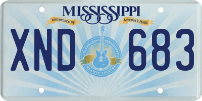 MS license plate XND683