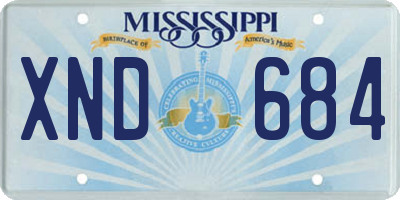 MS license plate XND684