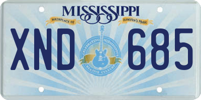 MS license plate XND685