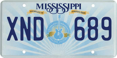 MS license plate XND689
