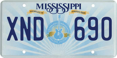MS license plate XND690