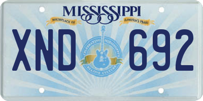 MS license plate XND692