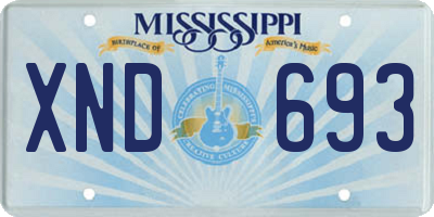 MS license plate XND693