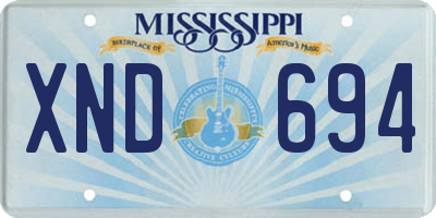 MS license plate XND694