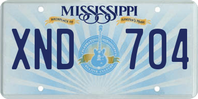 MS license plate XND704