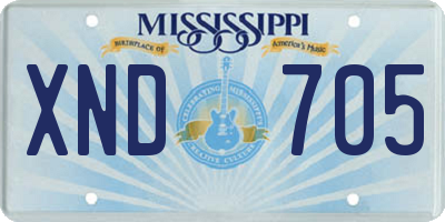 MS license plate XND705