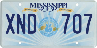 MS license plate XND707