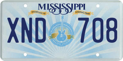 MS license plate XND708