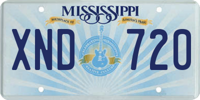 MS license plate XND720