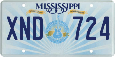 MS license plate XND724