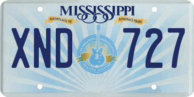 MS license plate XND727