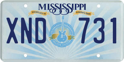 MS license plate XND731